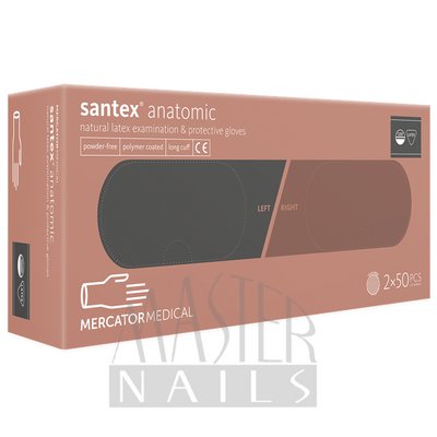 Gumikesztyű / LATEX Fehér PM 6,5 S-es méret 100 db / Santex Anatomic