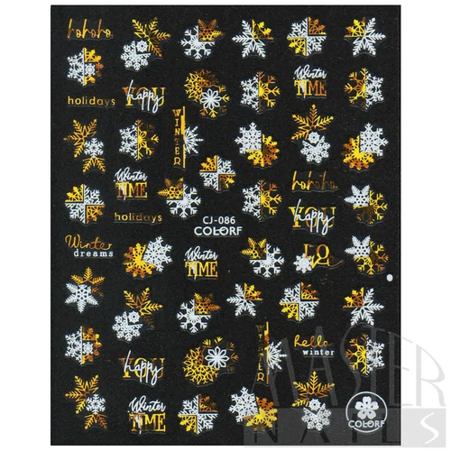 Körömmatrica 3D Karácsonyi COLORF / CJ-086 Arany