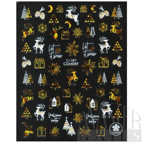 Körömmatrica 3D Karácsonyi COLORF / CJ-087 Arany