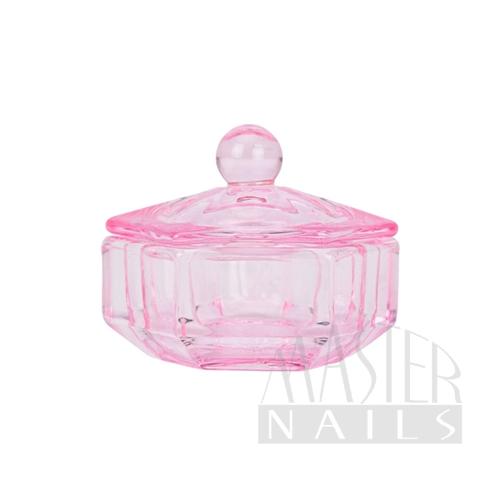 Üveg tégely tetővel / Pink hatszög