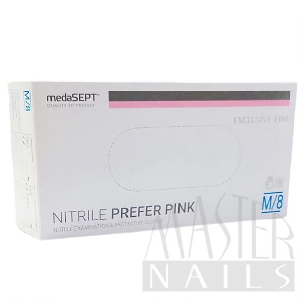 Gumikesztyű / Nitril Pink M-es méret 100 db. / Nitrile PREFER Pink / MedaSEPT