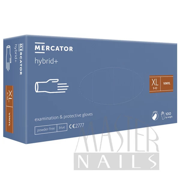 Gumikesztyű / hybrid+ / Púdermentes Kék XL-es méret 100 db / Mercator