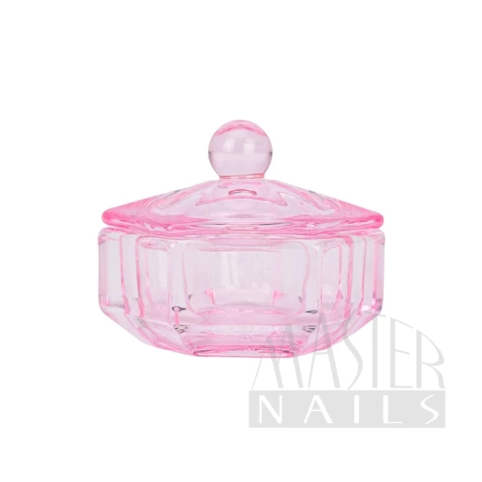 Üveg tégely tetővel / Pink hatszög