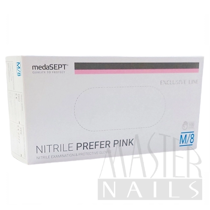 Gumikesztyű / Nitril Pink M-es méret 100 db. / Nitrile PREFER Pink / MedaSEPT
