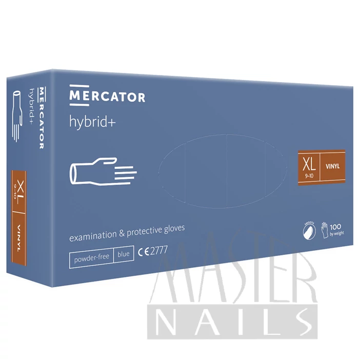 Gumikesztyű / hybrid+ / Púdermentes Kék XL-es méret 100 db / Mercator